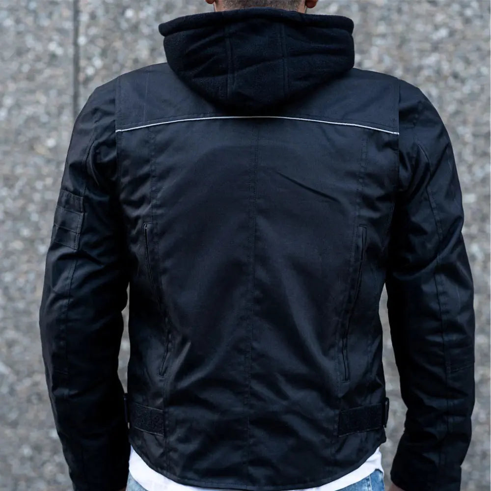 Black Hooded Air-Ventilation Textile Motorcycle Jacket