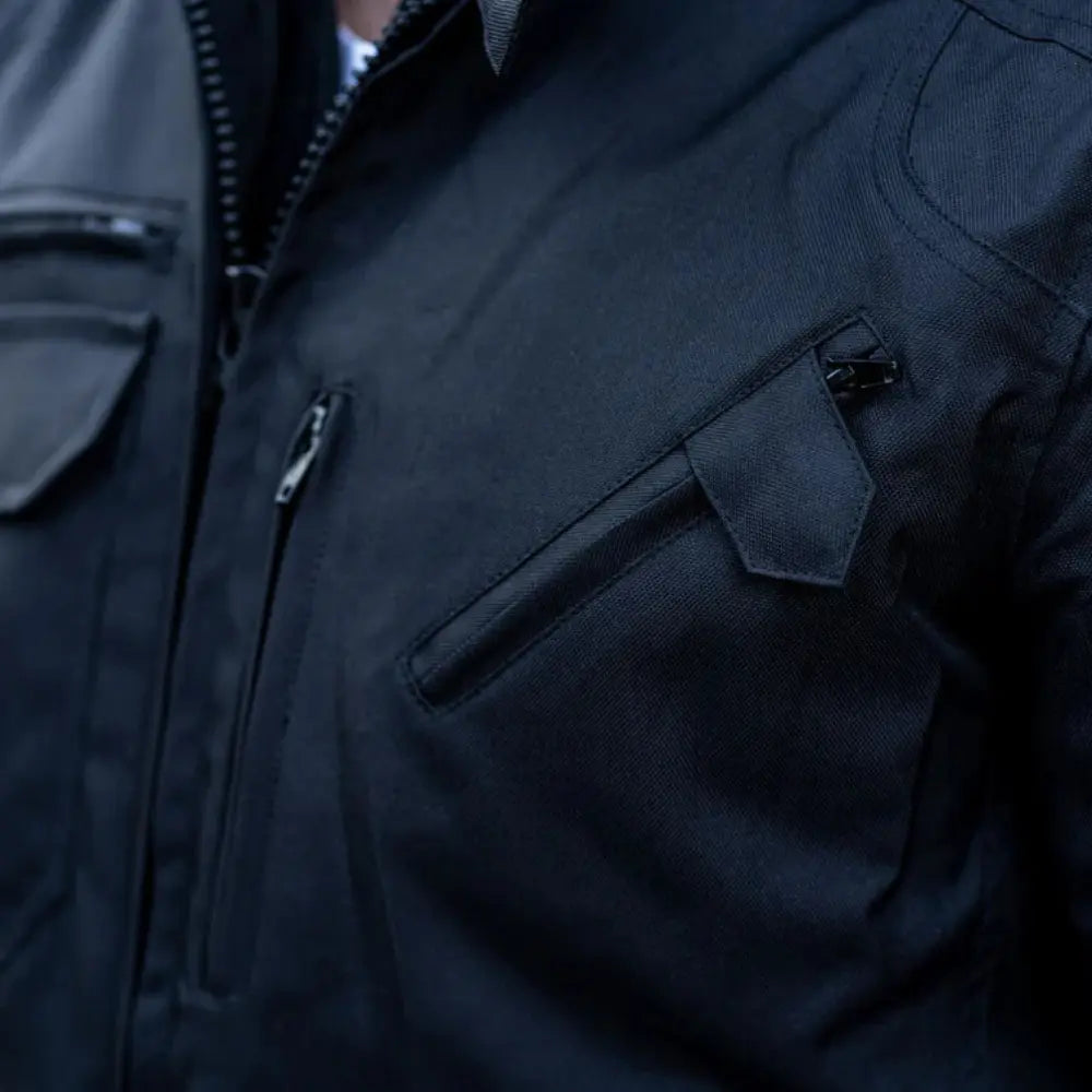 Black Hooded Air-Ventilation Textile Motorcycle Jacket