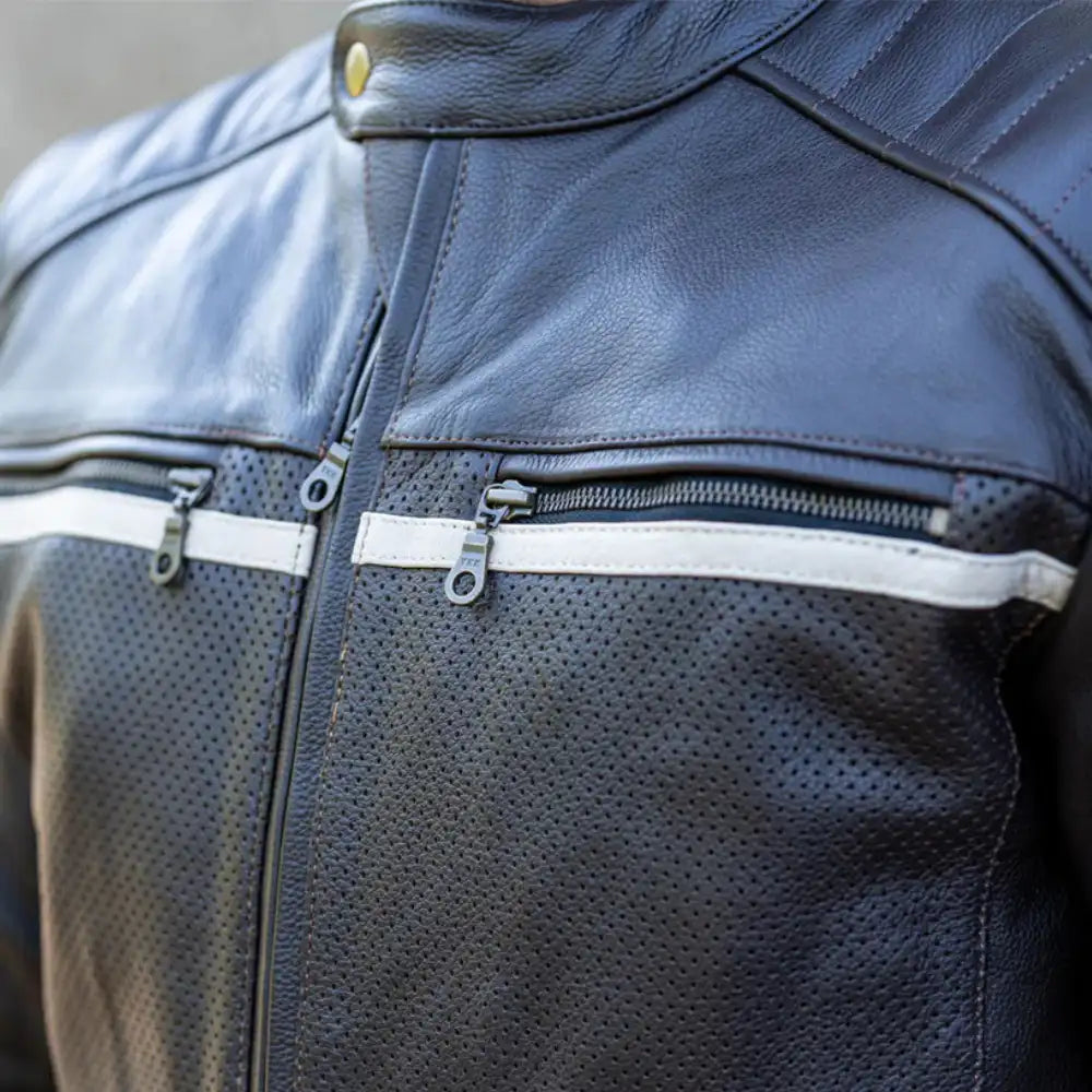 Black Armored Cafe Racer Leather Motorcycle Jacket