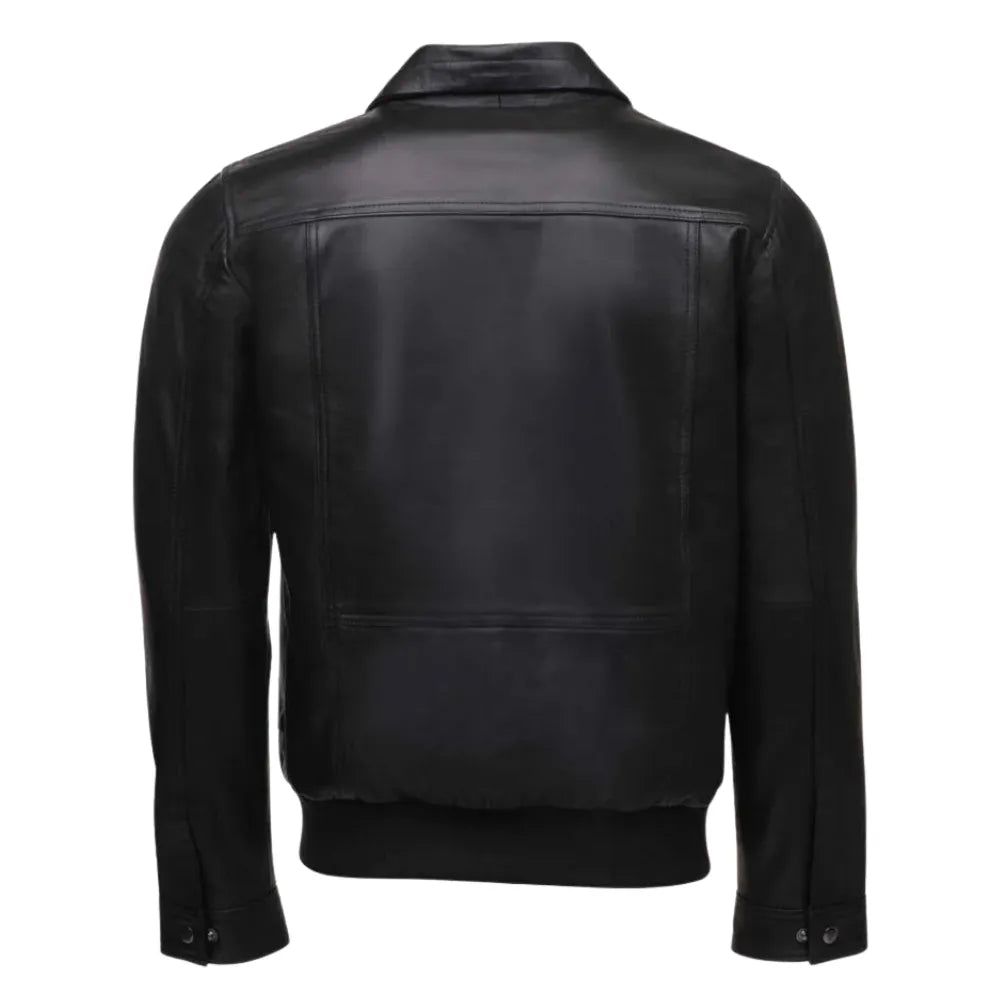 Black Leather Jacket with Collar