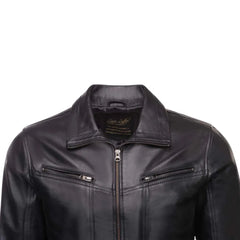 Black Leather Jacket with Collar