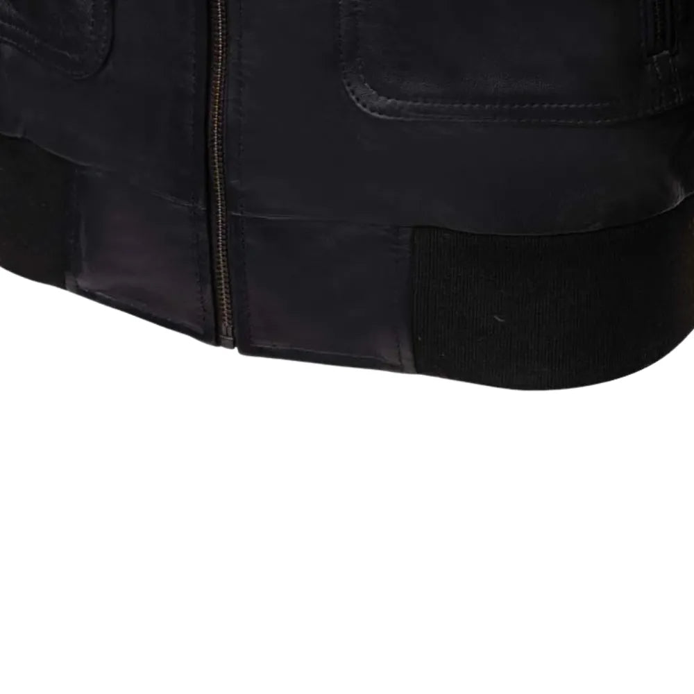 Black Leather Jacket with Collar