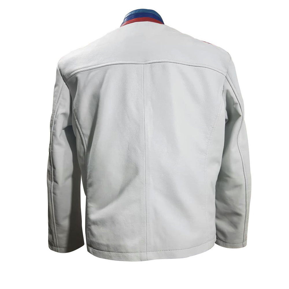 BMW Armored White Leather Motorcycle Jacket