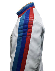 BMW Armored White Leather Motorcycle Jacket