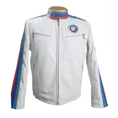 BMW Armored White Leather Motorcycle Jacket