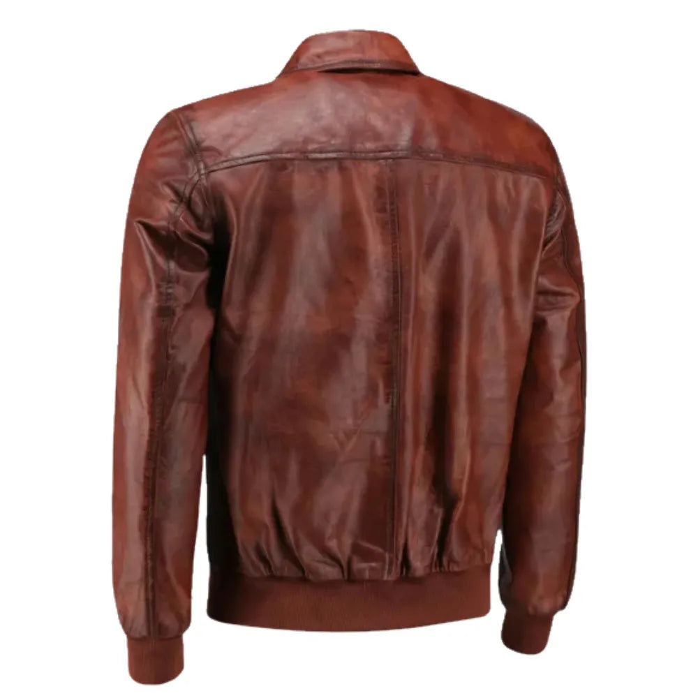 Boyd's Rust Leather Jacket with ribbed cuffs