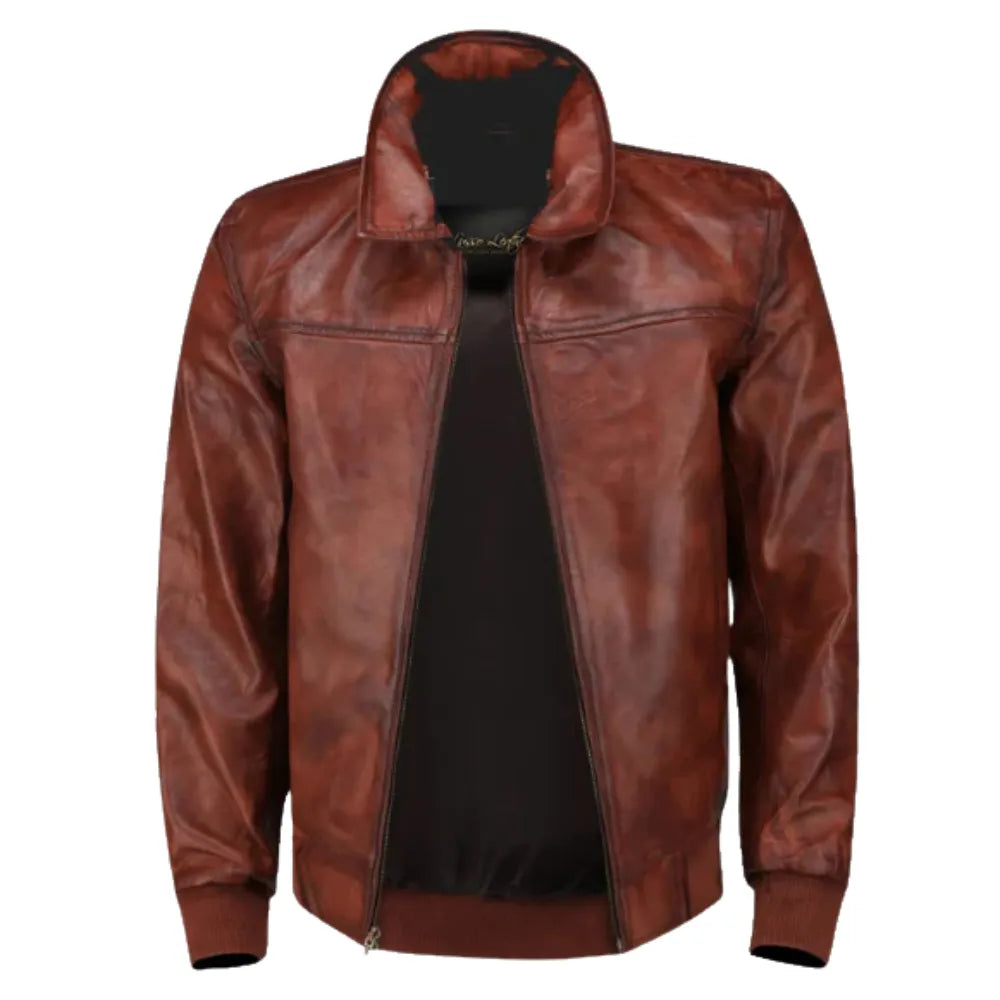 Boyd's Rust Leather Jacket with ribbed cuffs
