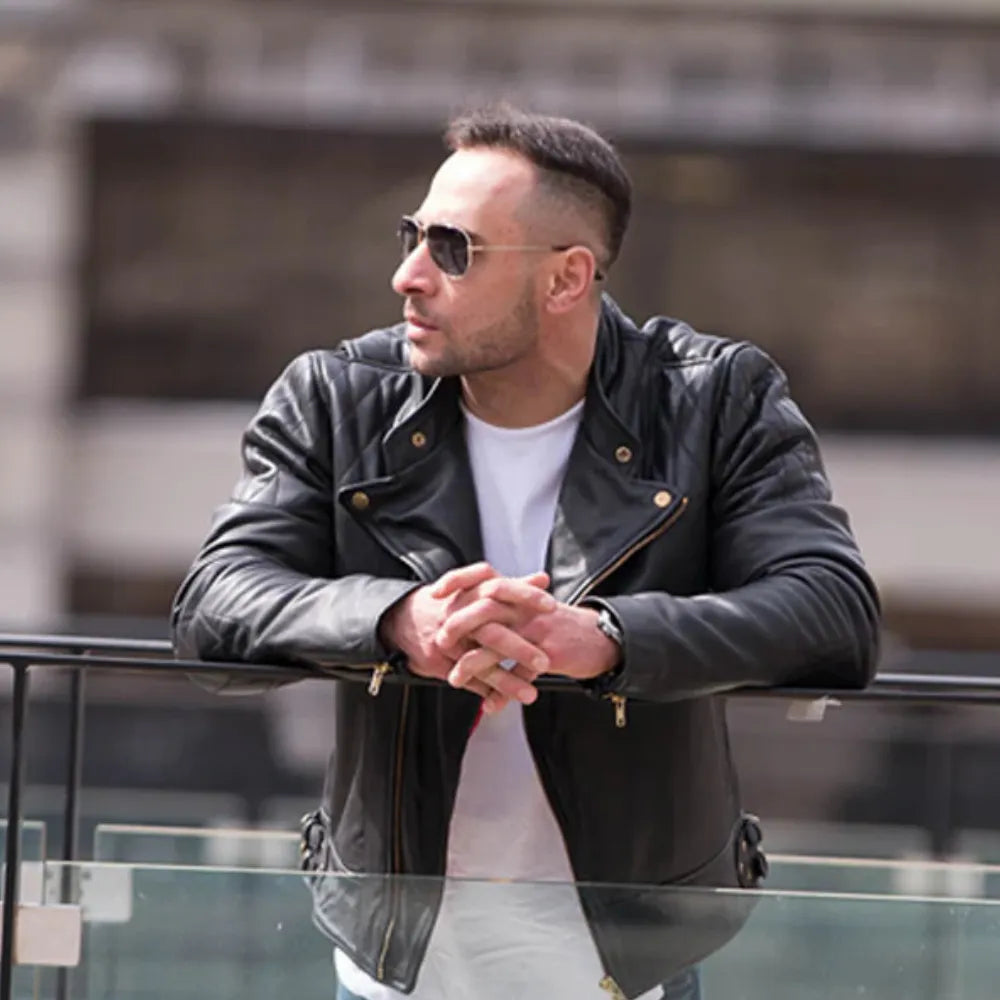 Brandford's Quilted Leather Biker Jacket