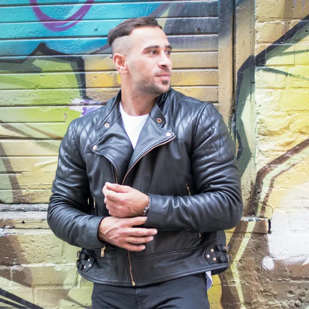 Brandford's Quilted Leather Biker Jacket
