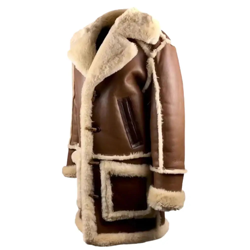 Brock's Brown shearling overcoat