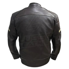 Brown Padded Armored Cafe Racer Leather Motorcycle Jacket