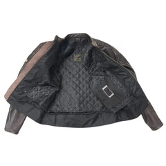 Brown Padded Armored Cafe Racer Leather Motorcycle Jacket