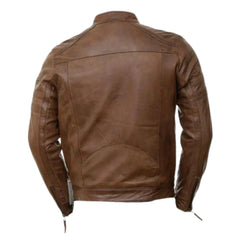 Brown moto style jacket with patterns