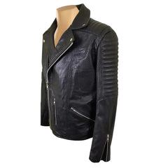 Bubble Textured Leather Biker Jacket