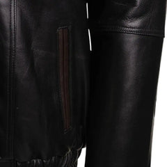 Byrne's brown and black Aviator style leather jacket with spread collars