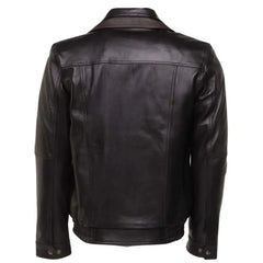 Byrne's brown and black Aviator style leather jacket with spread collars