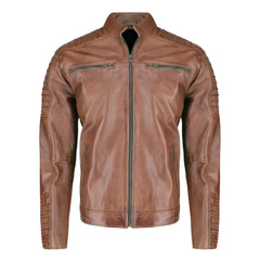 Cafe racer distressed jacket with piping