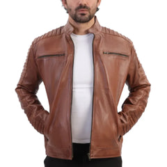 Cafe racer distressed jacket with piping