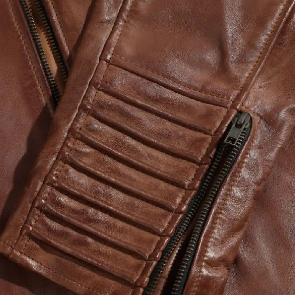 Cafe racer distressed jacket with piping