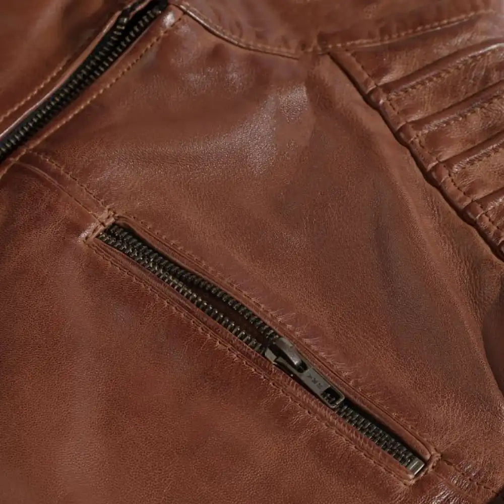 Cafe racer distressed jacket with piping