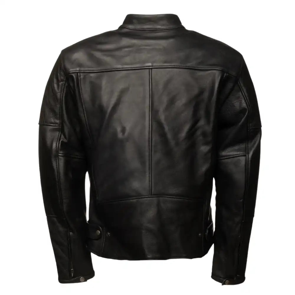 Carson Black Cafe Racer Leather Motorcycle Jacket