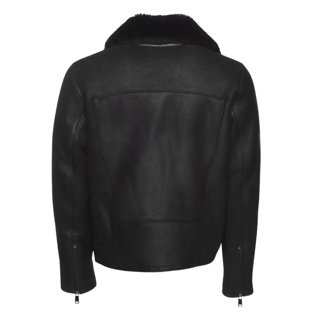 Carters Black Leather Biker Shearling Jacket