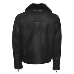 Carters Black Leather Biker Shearling Jacket