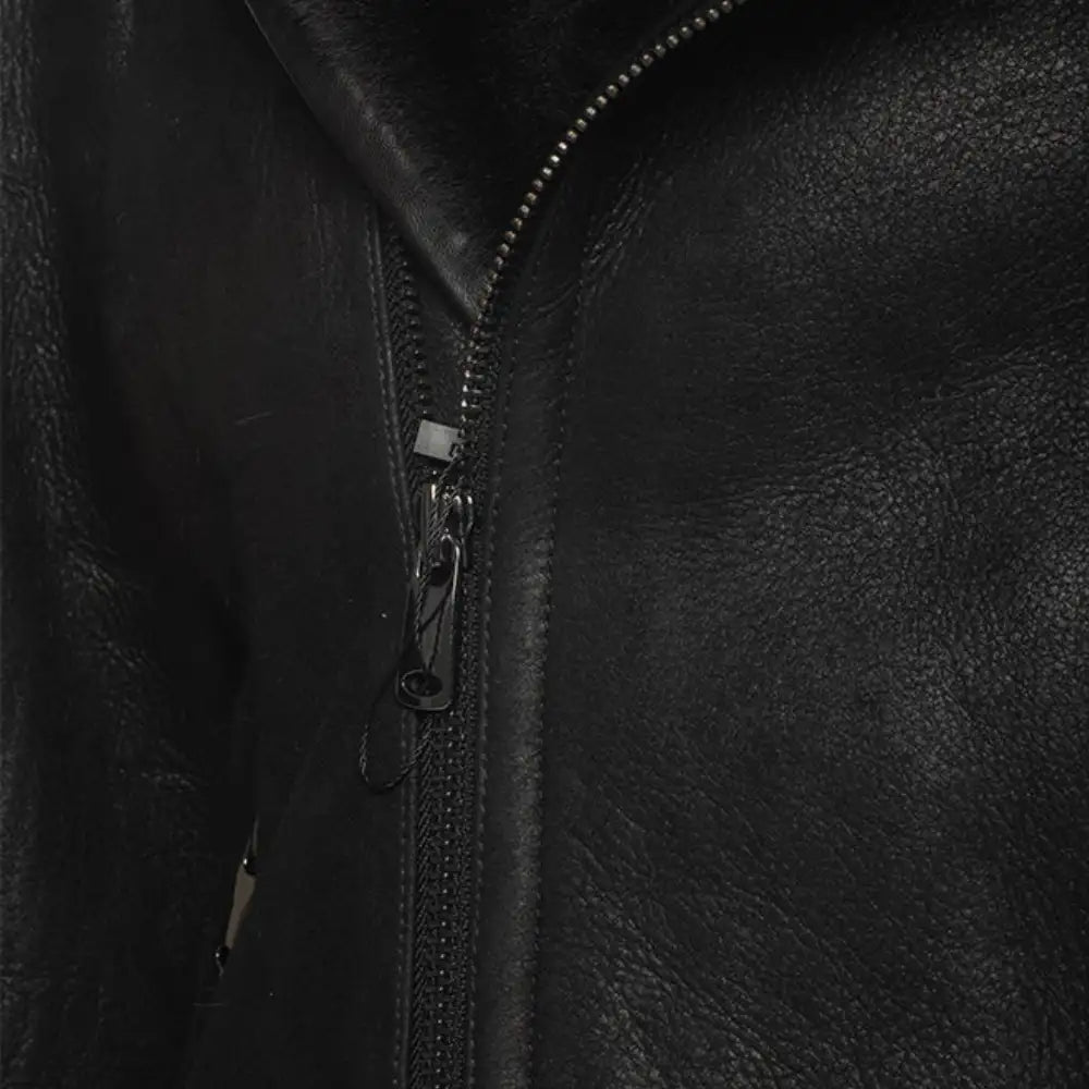 Carters Black Leather Biker Shearling Jacket