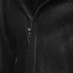 Carters Black Leather Biker Shearling Jacket