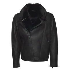 Carters Black Leather Biker Shearling Jacket