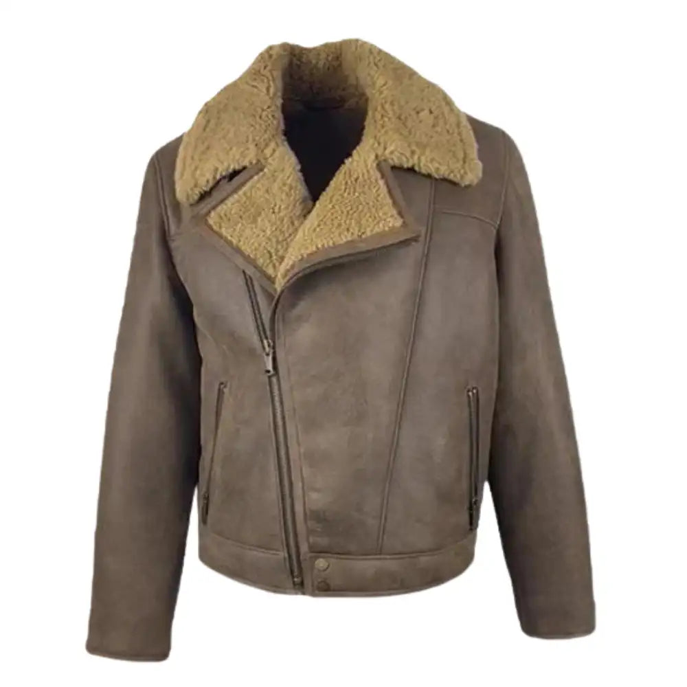 Carter's Brown Shearling Leather Biker Jacket