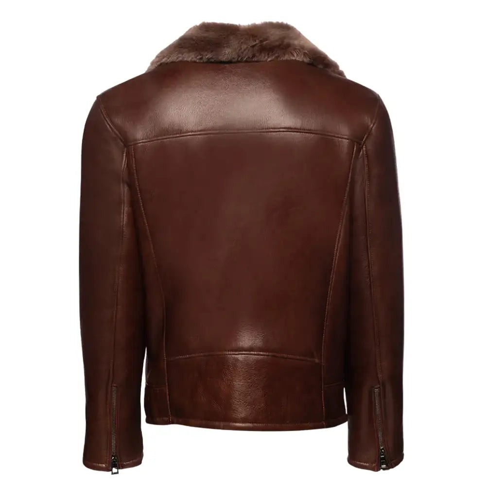 Carters Mateo Brown Leather Biker Bomber Shearling Jacket
