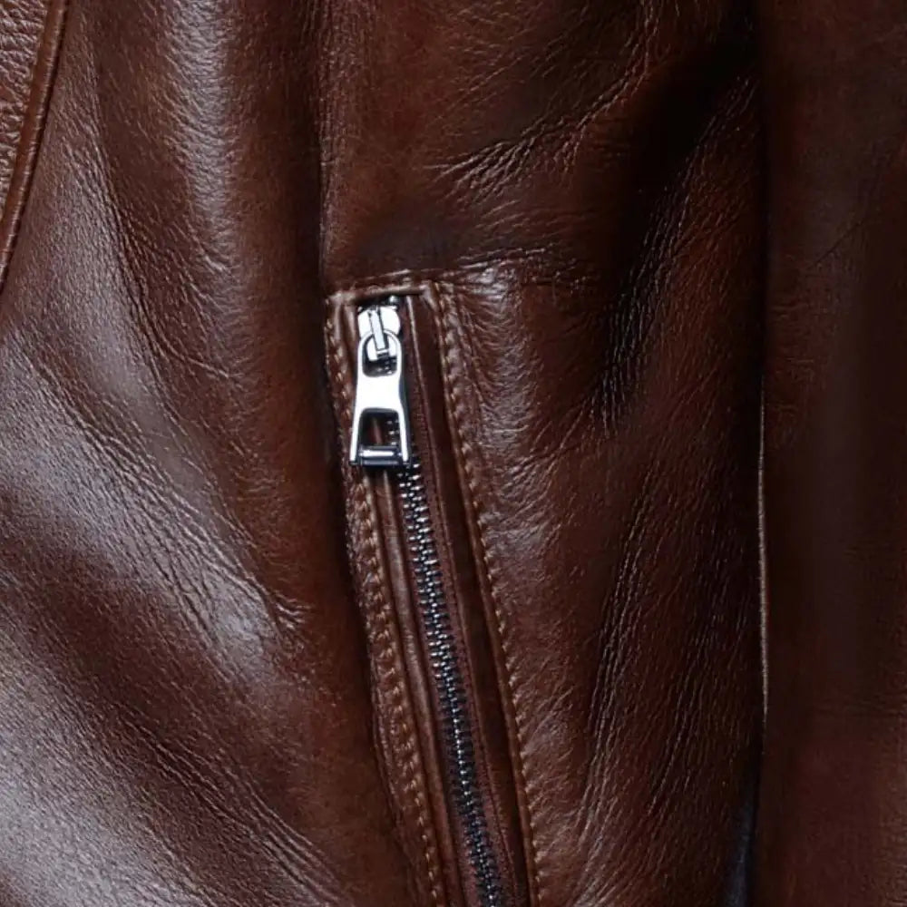 Carters Mateo Brown Leather Biker Bomber Shearling Jacket