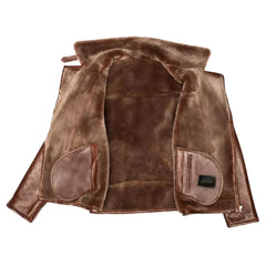 Carters Mateo Brown Leather Biker Bomber Shearling Jacket