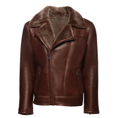 Carters Mateo Brown Leather Biker Bomber Shearling Jacket