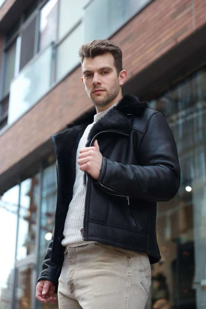 Carter's Toscana Shearling Leather Biker Jacket