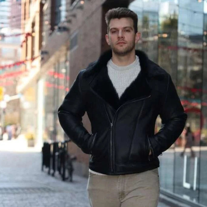 Carter's Toscana Shearling Leather Biker Jacket