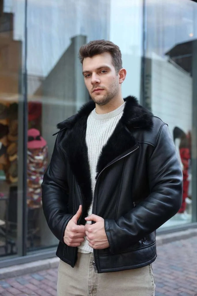 Carter's Toscana Shearling Leather Biker Jacket