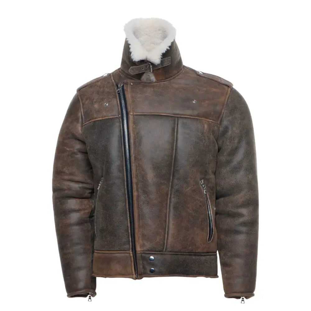 Carter's Distressed Leather Biker Bomber Jacket