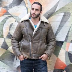 Carter's Distressed Leather Biker Bomber Jacket