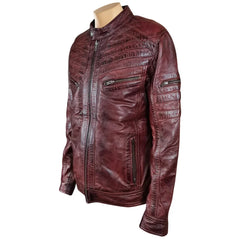 Charley Ellwood's moto style Burnished Burgundy Leather Jacket
