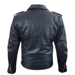 Classic Black Leather Motorcycle Jacket with Armor