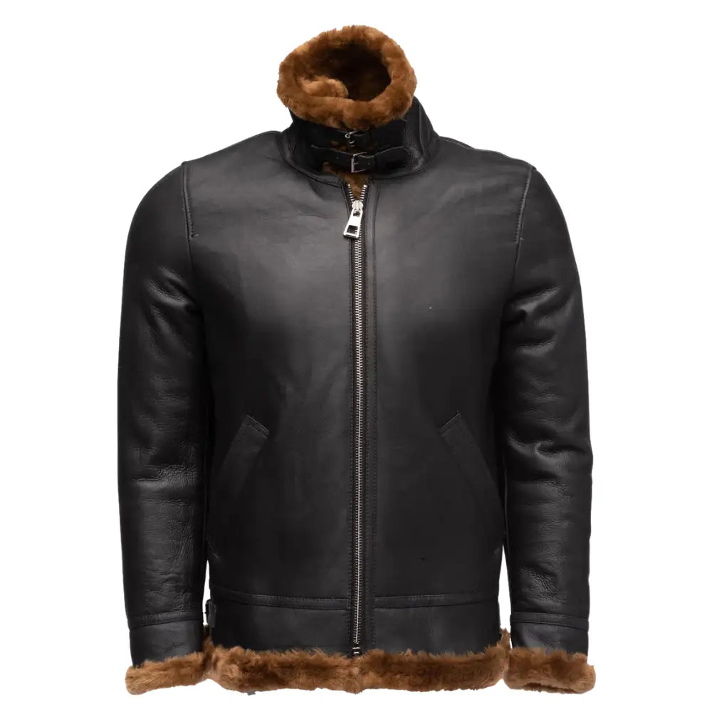 Classic Ginger Brown B3 Bomber Aviator Shearling Jacket