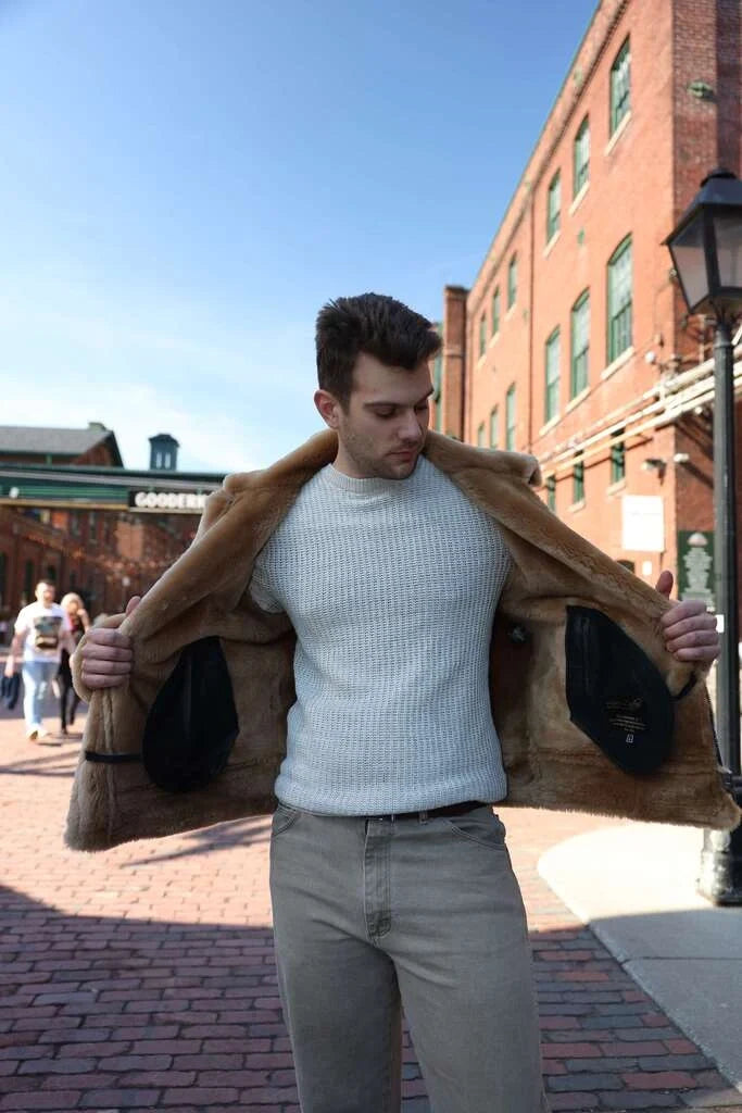 Classic Ginger Brown B3 Bomber Aviator Shearling Jacket