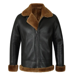 Classic Ginger Brown B3 Bomber Aviator Shearling Jacket