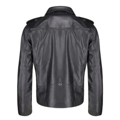 Classic Leather Biker Jacket with Epaulette