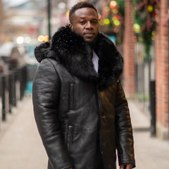 Cody's shearling trench coat with Fox Fur trims