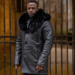 Cody's shearling trench coat with Fox Fur trims
