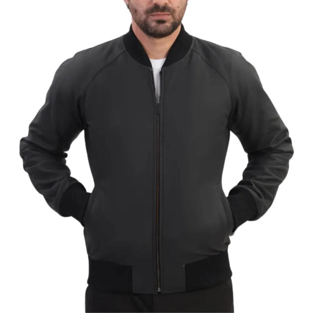 Colt matte black ribbed bomber jacket