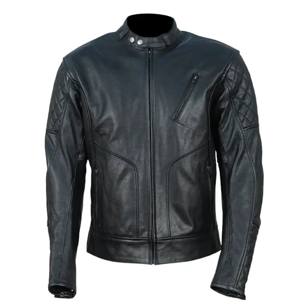 Connor's Speedster Quilted Cafe Racer Leather Motorcycle Jacket